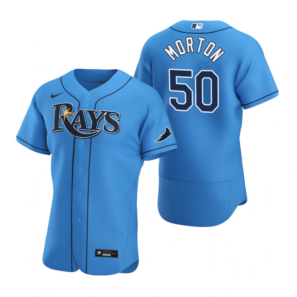 Tampa Bay Rays #50 Charlie Morton Men Nike Light Blue Alternate 2020 Authentic Player MLB Jersey->tampa bay rays->MLB Jersey